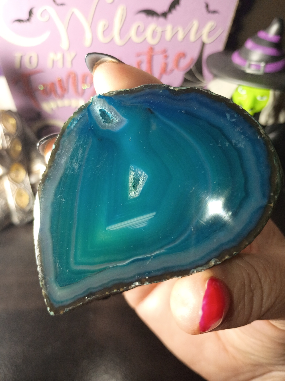 Druzy Blue Agate Geode From Brazil Decorative Accent